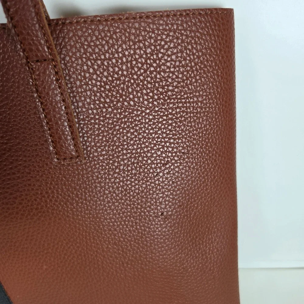 Vince Camuto Luck‎ Tote Brown Vegan Pebble Leather Shoulder Handbag FabFitFun